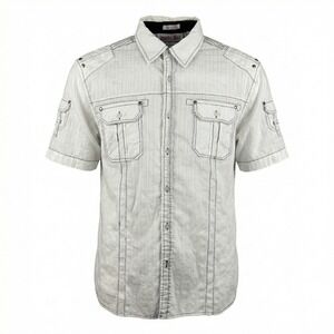 Franky Max Men's XL White Cargo Shirt Y2K Cyber Grunge Streetwear